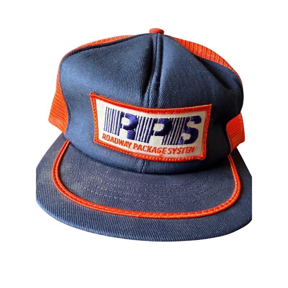 Vintage RPS Patch Swingster USA Made Navy Blue on Orange Snapback Trucker Hat